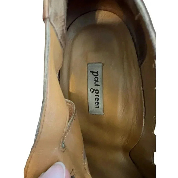 Paul Green Sandal 6.5 US / 4 UK Jansen Lace Up Block Heel Cuoio Leather Patina - Picture 8 of 8